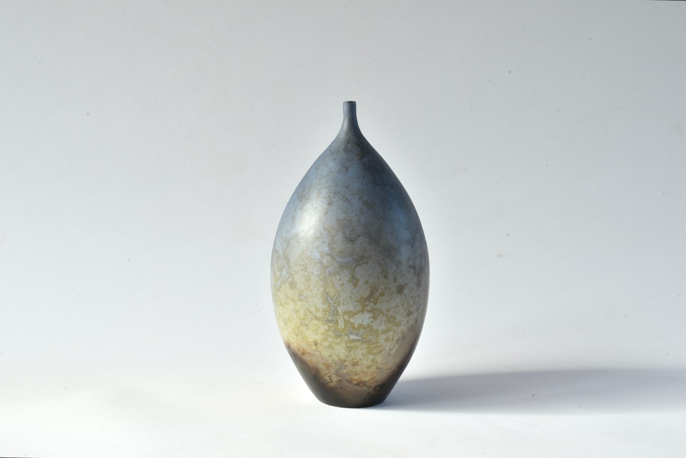 Janene Waudby, Small Mid Blue Smokefired Bottle