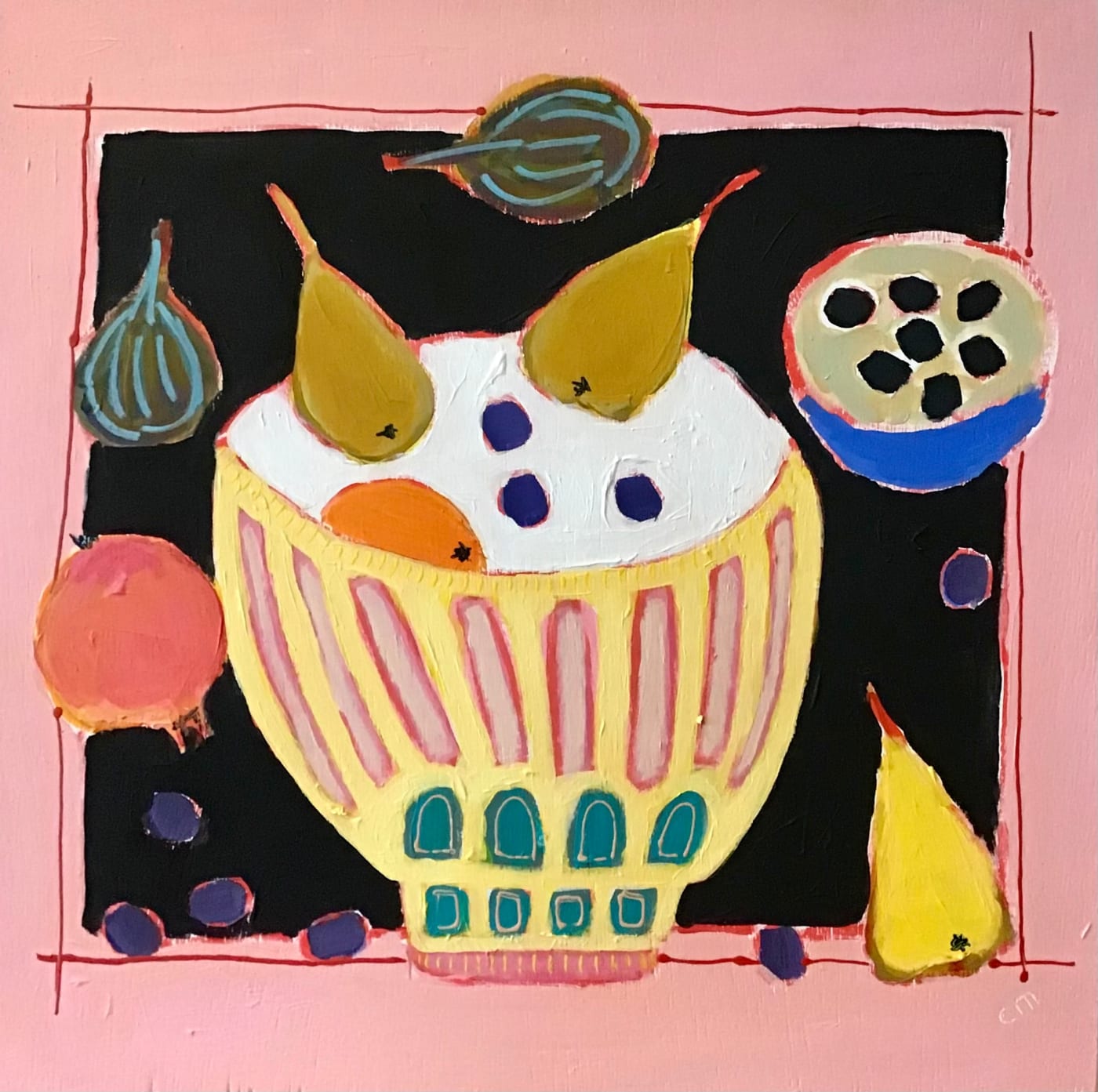 Claire MacLellan, Bowls and Fruit on Black