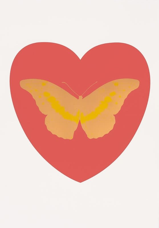 Damien Hirst, I Love You (Coral, Cool Gold, Oriental Gold), 2015