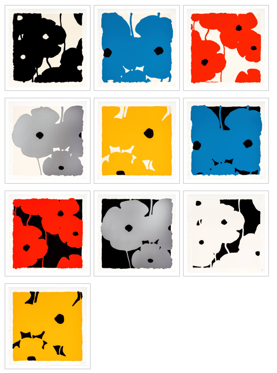 Donald Sultan, Poppies Portfolio, Sept 7 & Aug 17, 2022