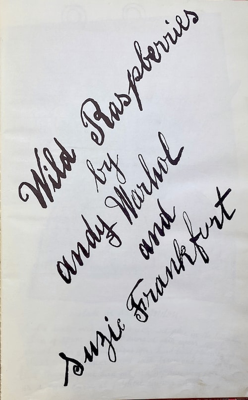 Andy Warhol, Cover Page, from Wild Raspberries, A Title Page, 1959