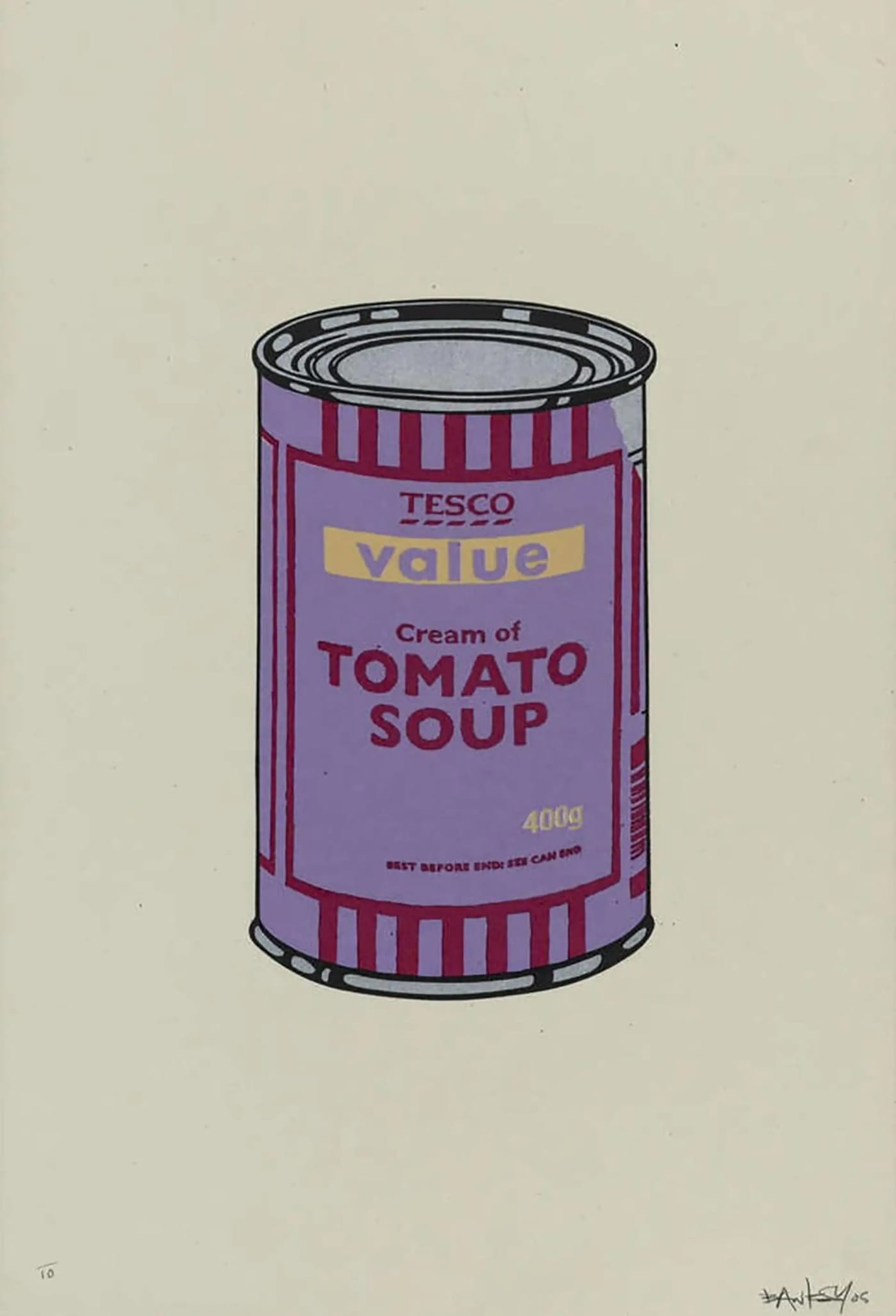 Banksy, Soup Can (Violet, Cherry, Beige) (Signed) , 2005