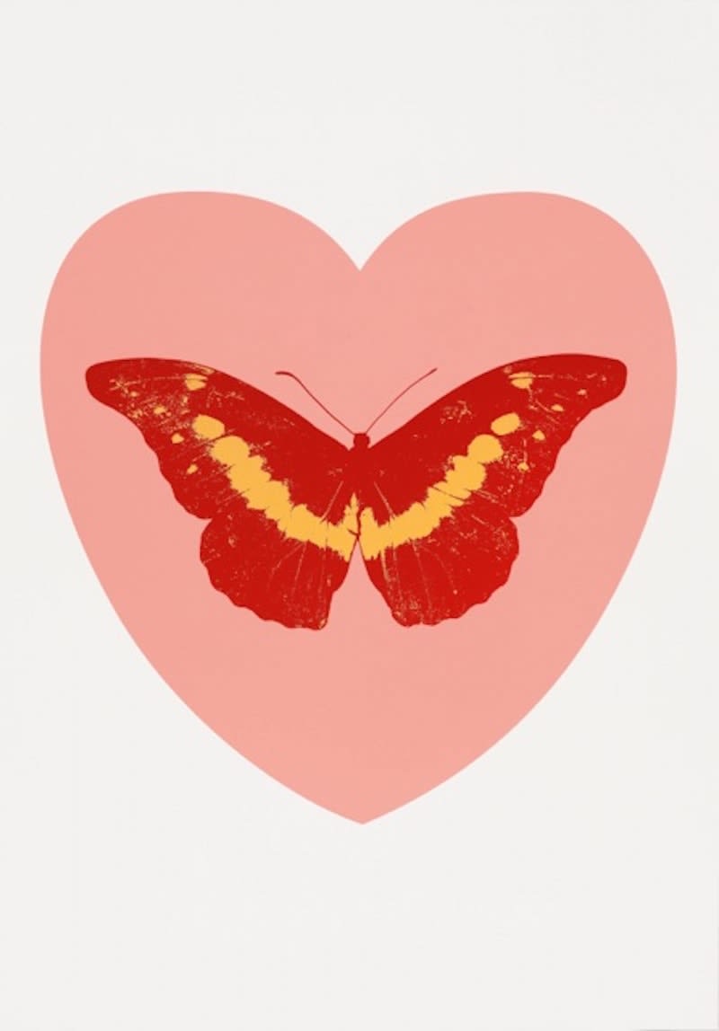 Damien Hirst, I Love You (Pink, Poppy Red, Cool Gold) , 2015
