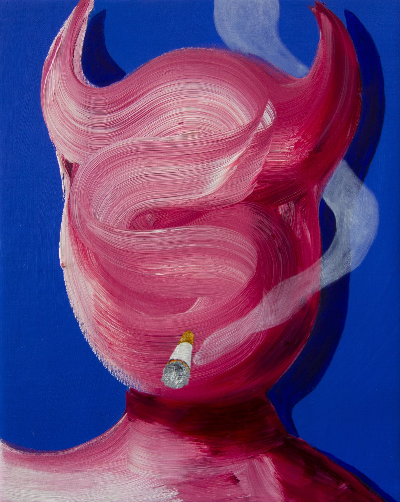 Hugo Baud, Face with Cigarette, 2024