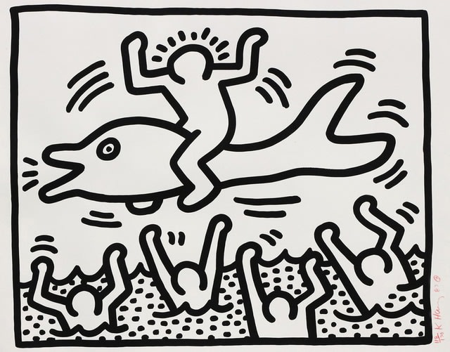 Keith Haring, Untitled (Man on Dolphin) (Littmann PP. 84), 1987