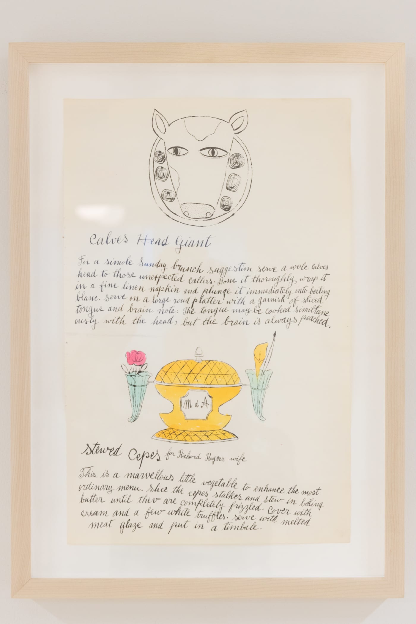 Andy Warhol, Calves Head Giant and Stewed Cepes F.S. IV 129A, From Wild Raspberries, 1959