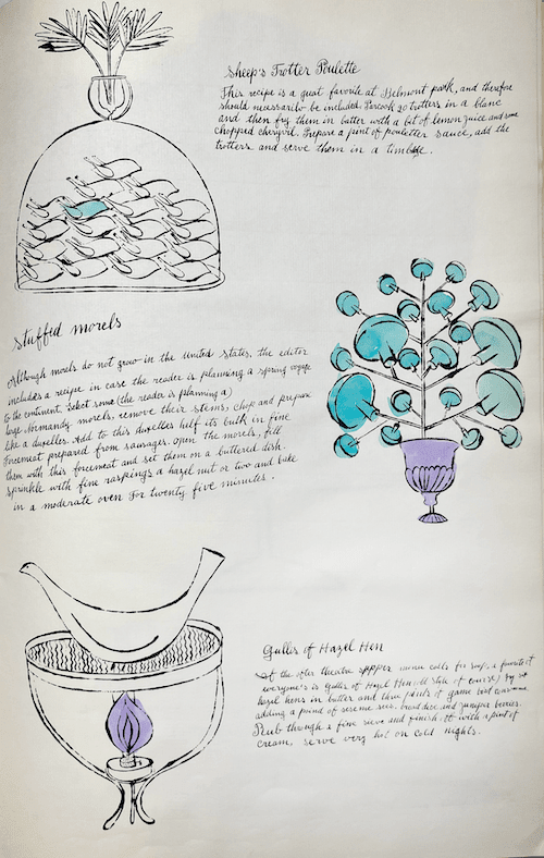 Andy Warhol, Sheep's Trotter Poulette, Stuffed Morels, Gullis Of Hazel Hen F.S. IV 142A, from Wild Raspberries, 1959