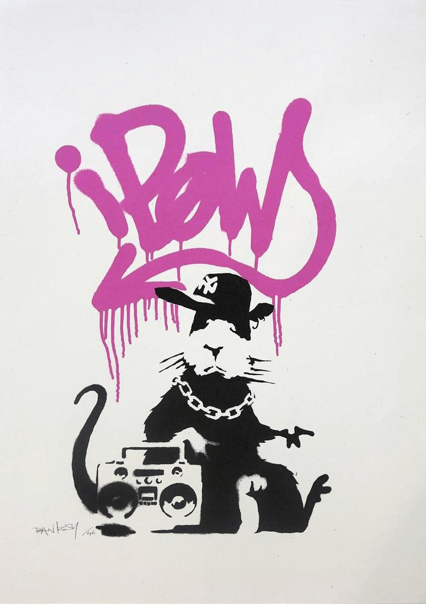 Banksy, Gangsta Rat (Pink) (Signed) , 2004