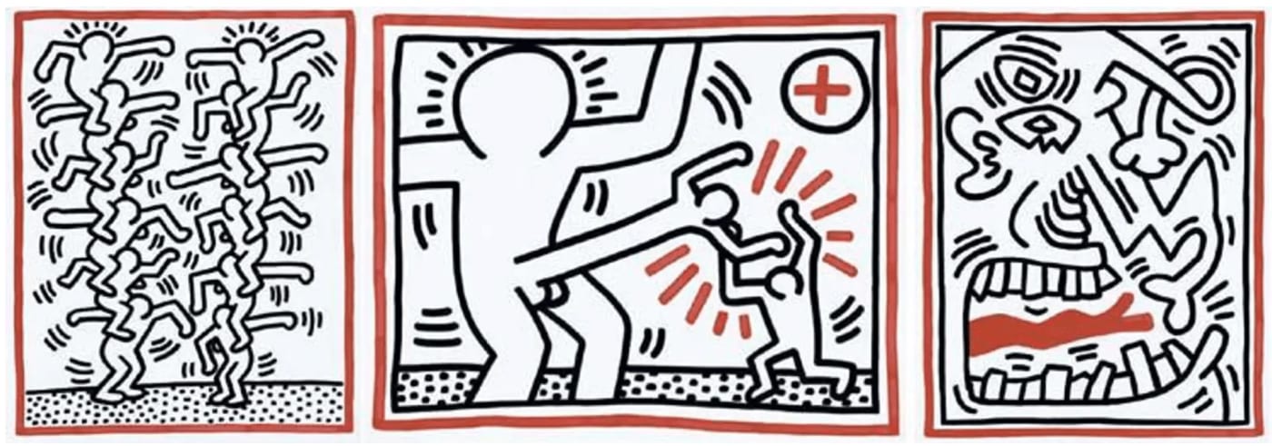 Keith Haring, Three Lithographs (Littmann PP. 39-41), 1985