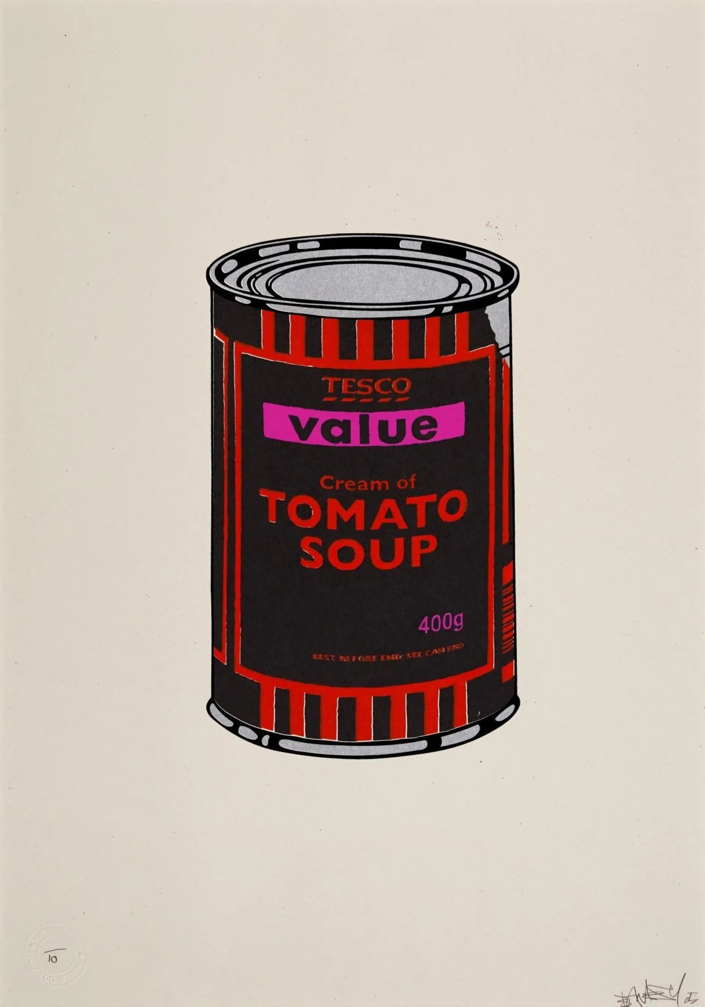 Banksy, Soup Can (Black, Orange, Pink) (Signed), 2005
