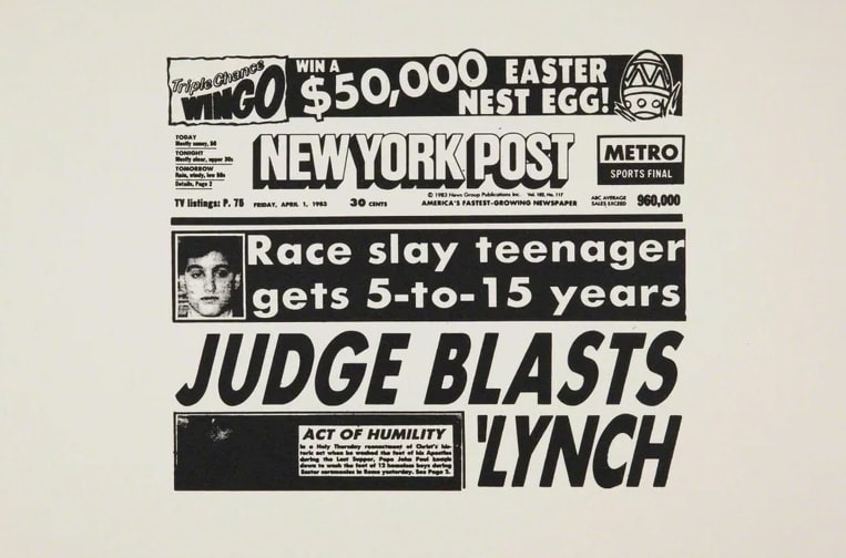 Andy Warhol, New York Post (Judge Blasts Lynch) F.S. IIIA 46, 1983