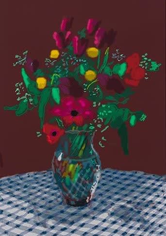 David Hockney, 16th February, 2021, More Flowers in a Glass Vase, 2021