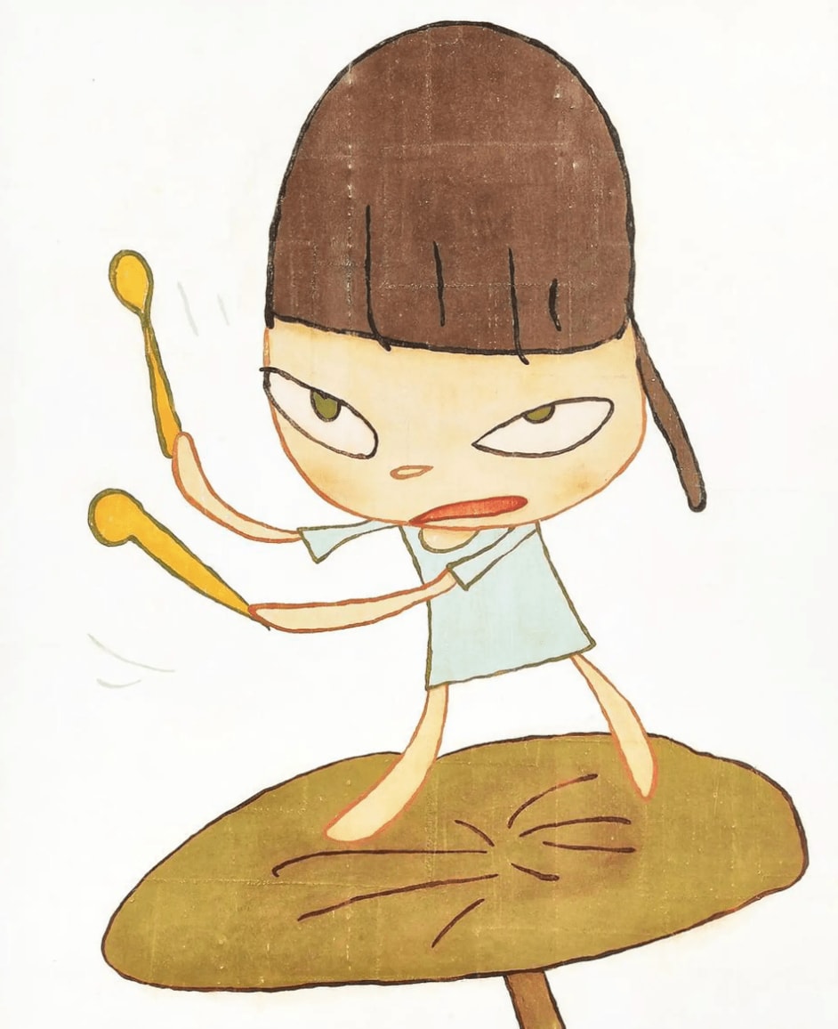 Yoshitomo Nara, Marching On A Butterbur Leaf, 2019