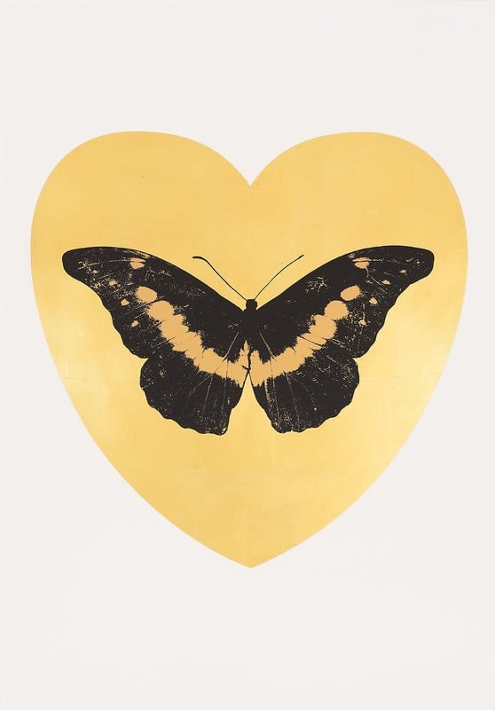 Damien Hirst, I Love You (Gold Leaf, Black, Cool Gold) , 2015