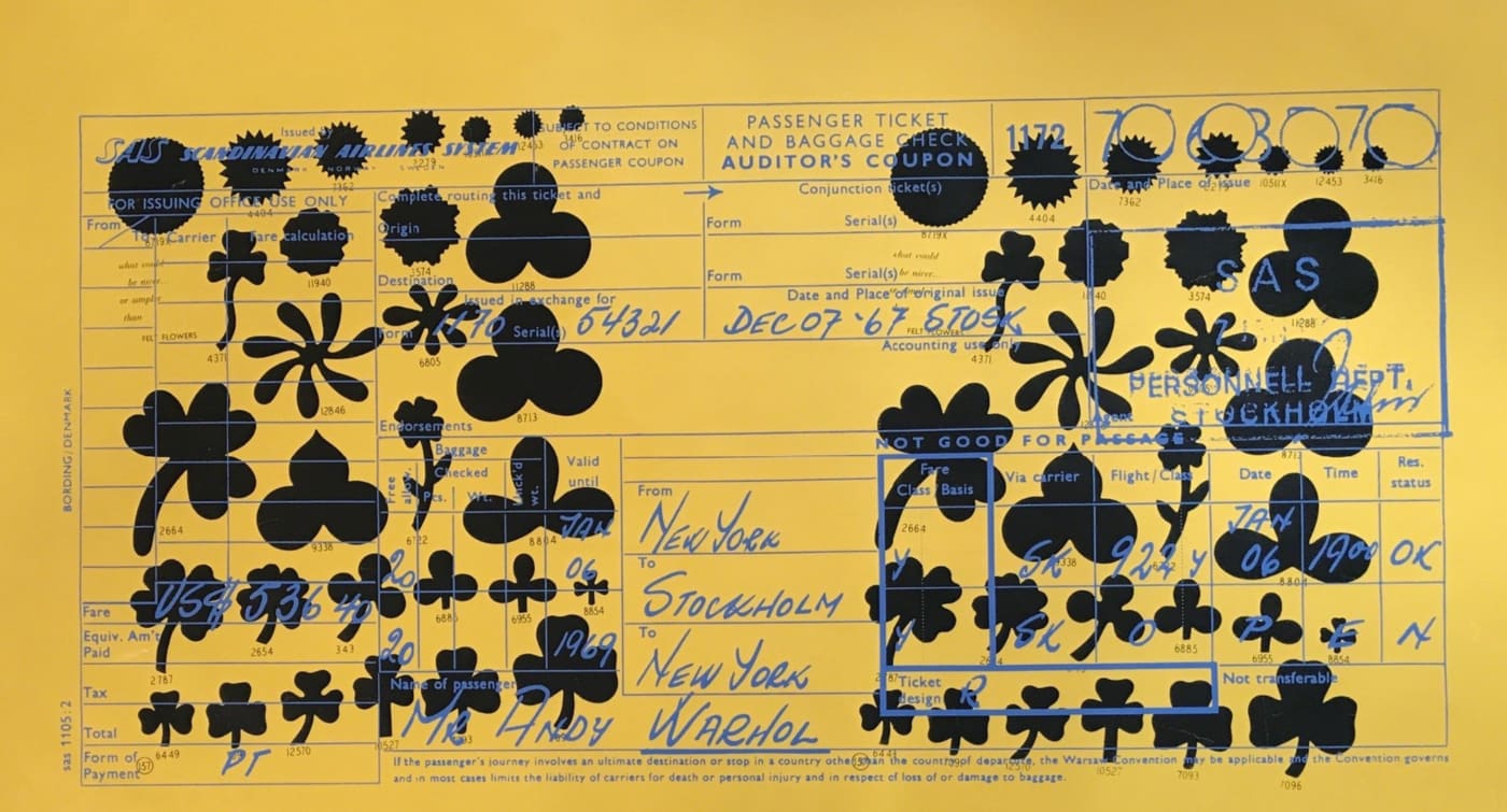 Andy Warhol, SAS Passenger Ticket, 1968
