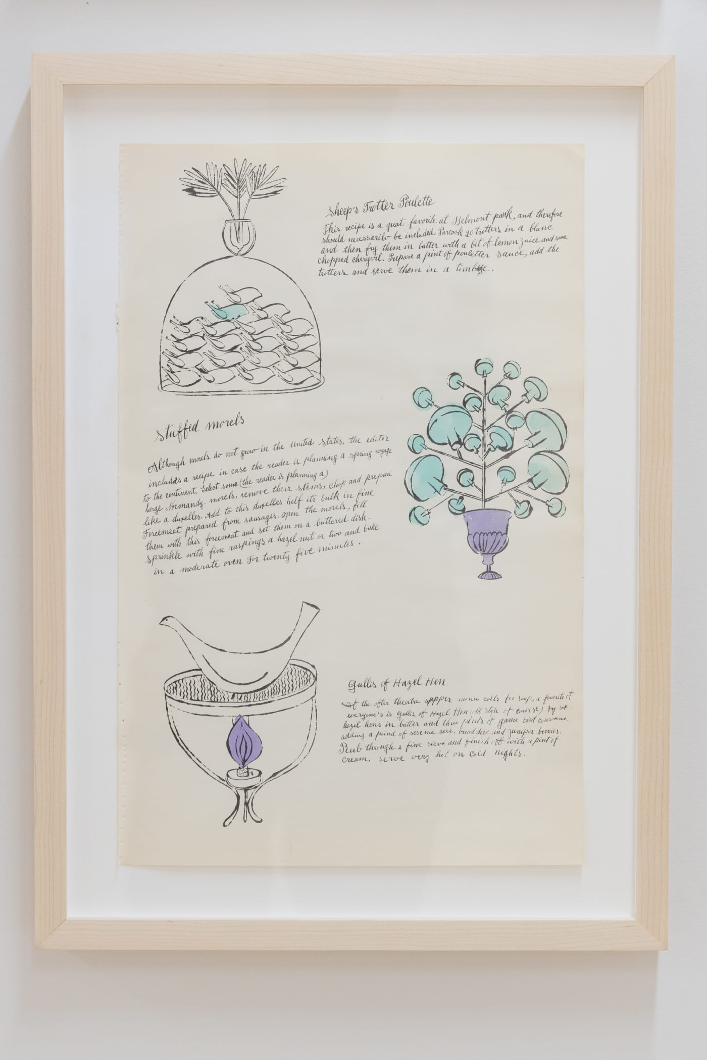 Andy Warhol, Sheep's Trotter Poulette, Stuffed Morels, Gullis Of Hazel Hen F.S. IV 142A, from Wild Raspberries, 1959