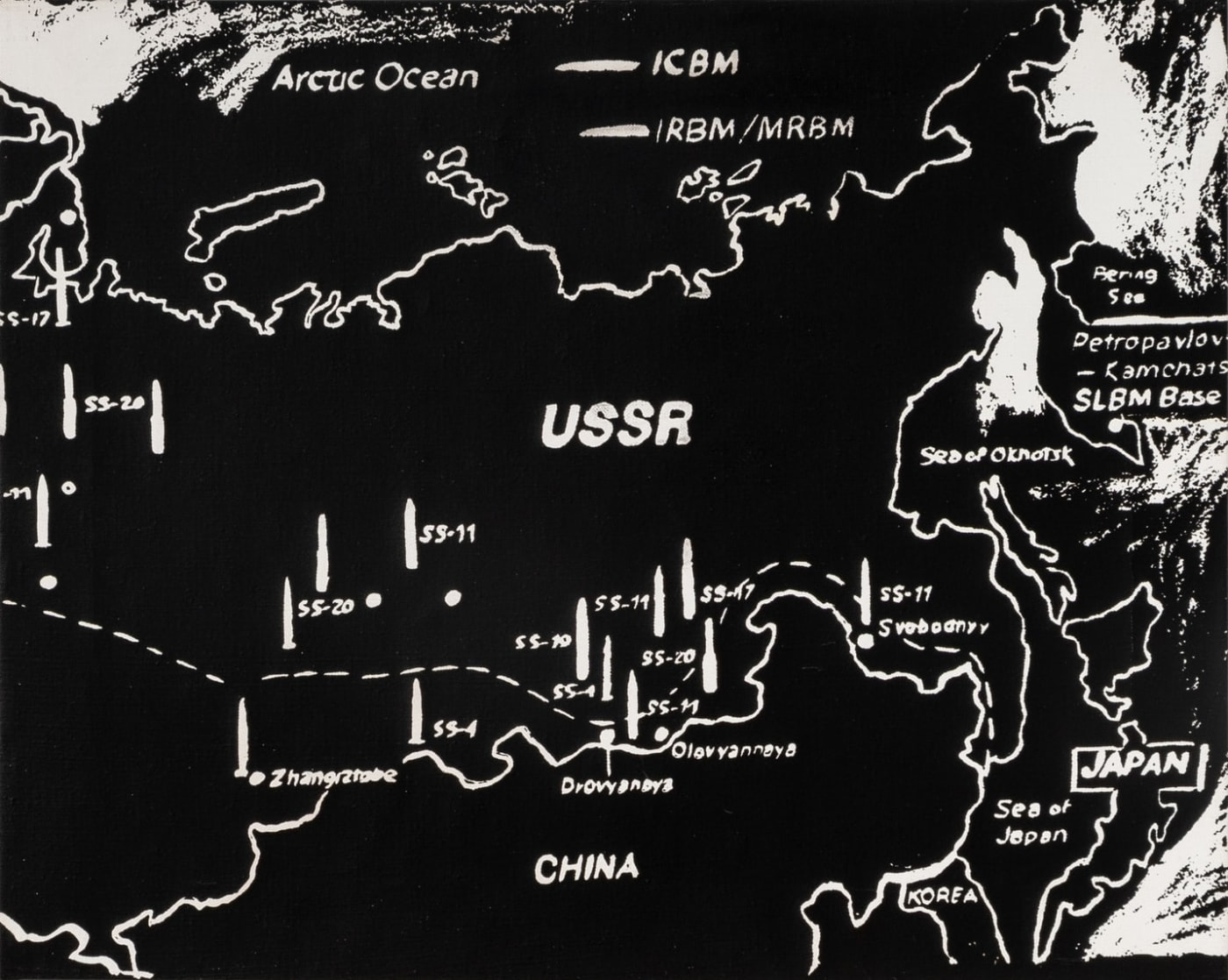 Andy Warhol, Map Of Eastern U.S.S.R. Missile Bases Negative, 1985-86