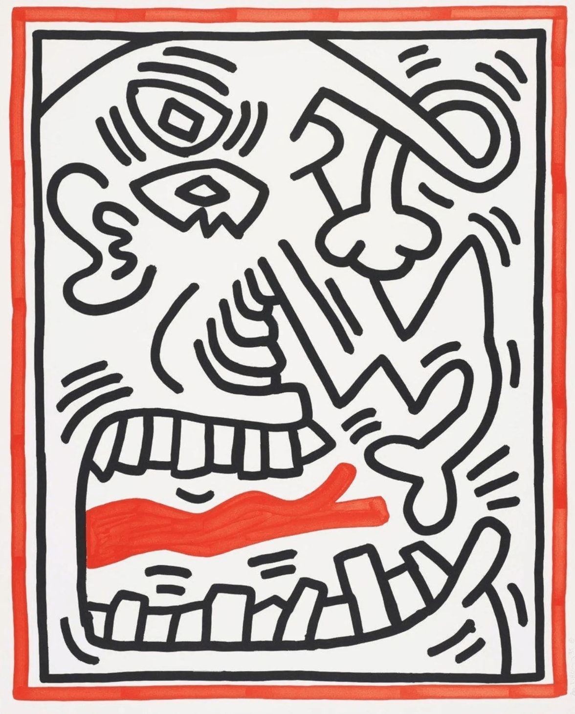 Keith Haring, Three Lithographs 2 (Red Tongue) (Littmann PP. 40), 1985