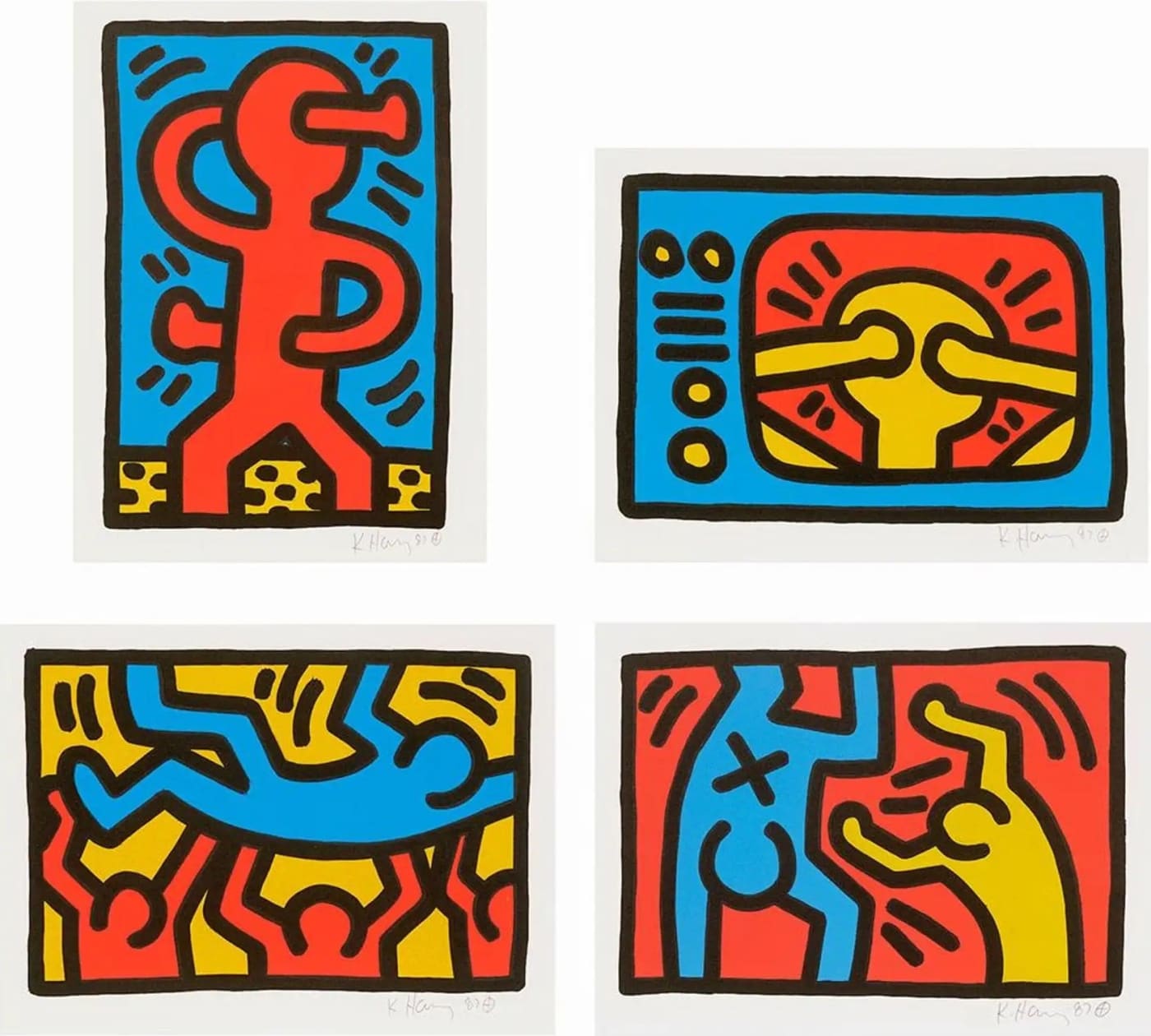 Keith Haring, Untitled 1-4 (Littmann PP. 74-75), 1987