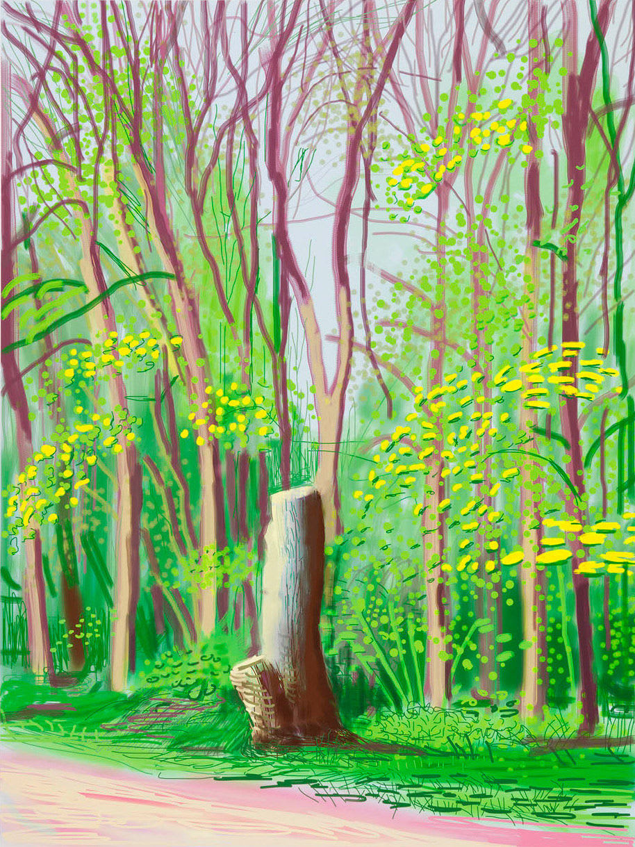 David Hockney, 19th of April, The Arrival of Spring in Woldgate, East Yorkshire, 2011