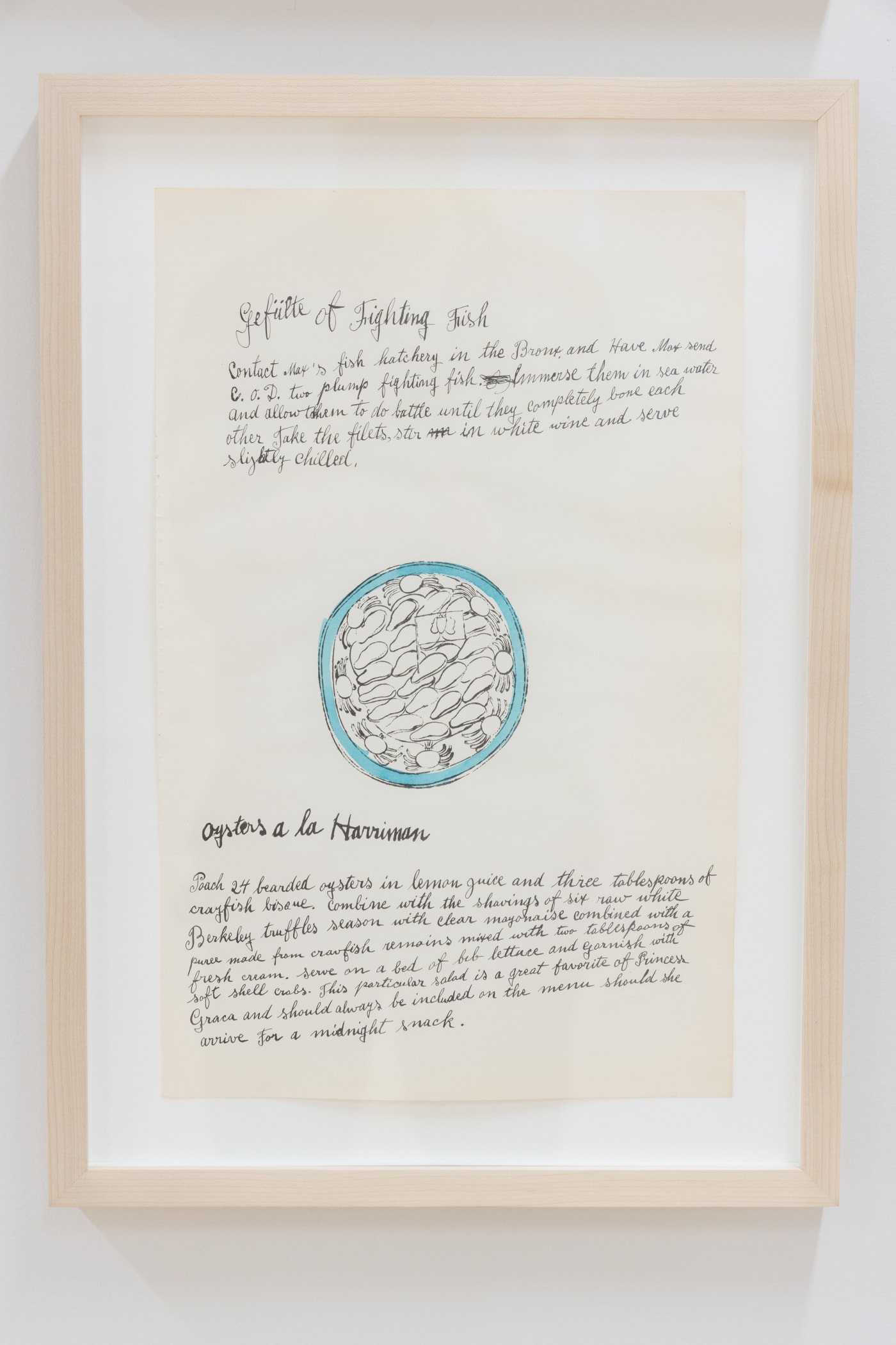 Andy Warhol, Gefulte Of Fighting Fish and Oysters A La Harriman F.S. IV 132A, from Wild Raspberries, 1959