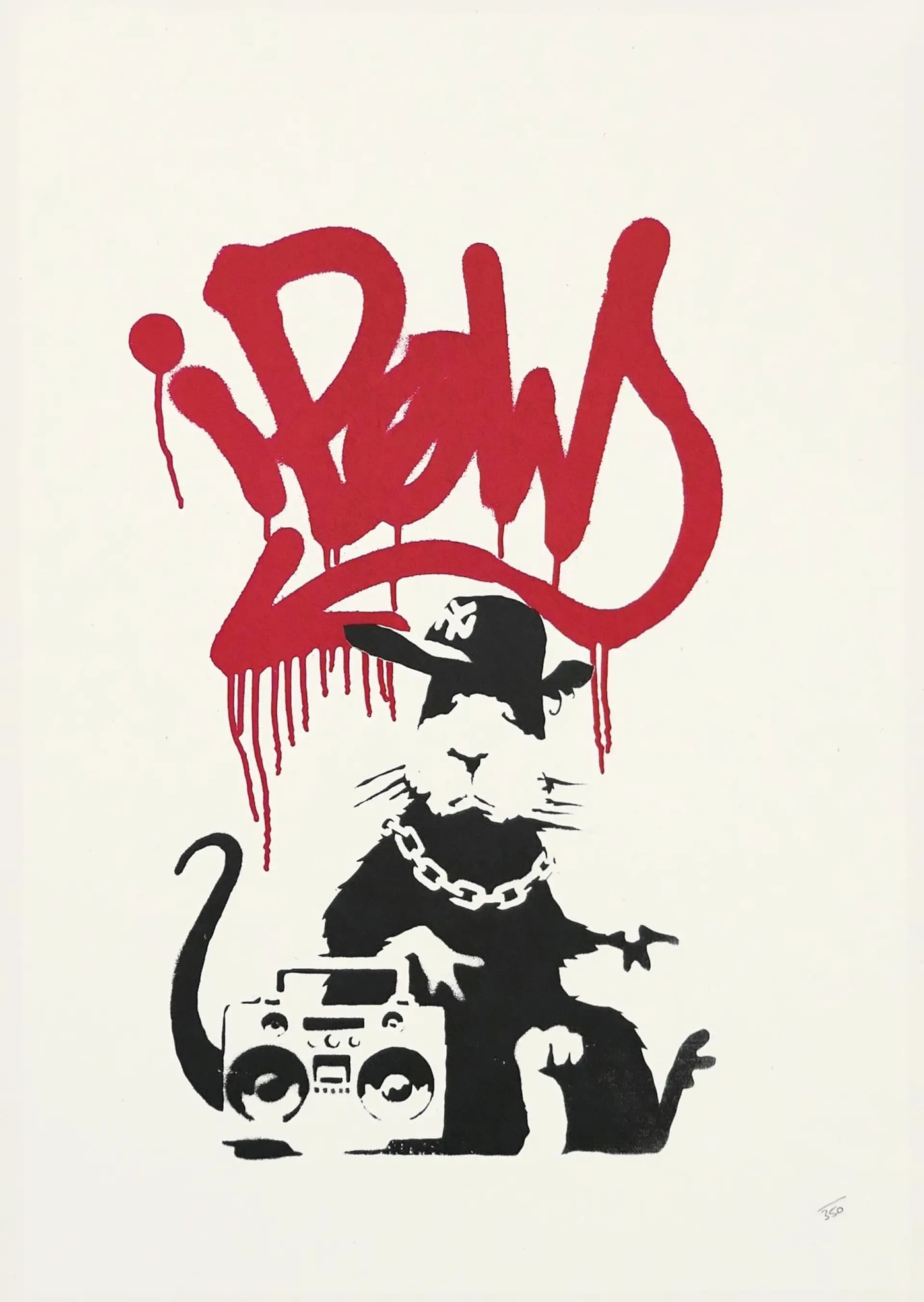 Banksy, Gangsta Rat (Red) (Unsigned) , 2004