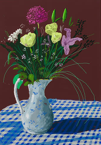 David Hockney, 20th February, Jug with Flowers, 2021