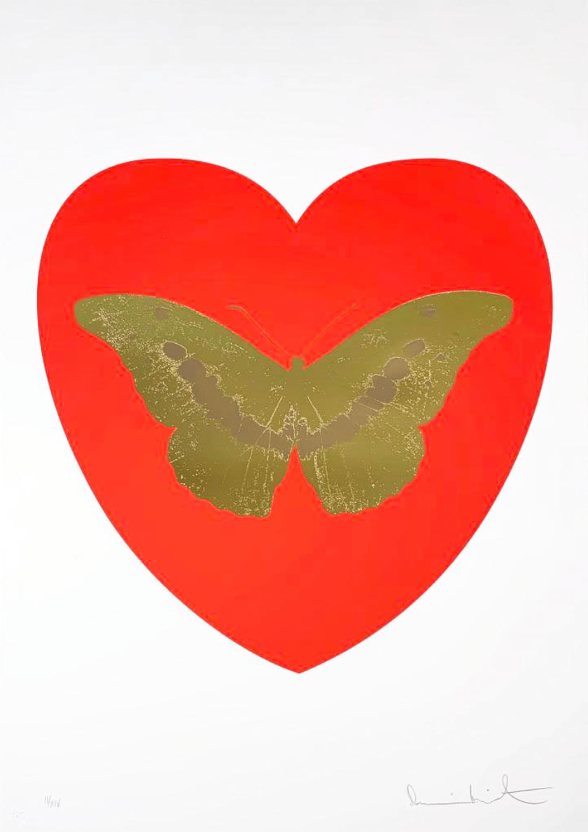 Damien Hirst, I Love You (Red/Oriental Gold/Cool Gold) , 2015