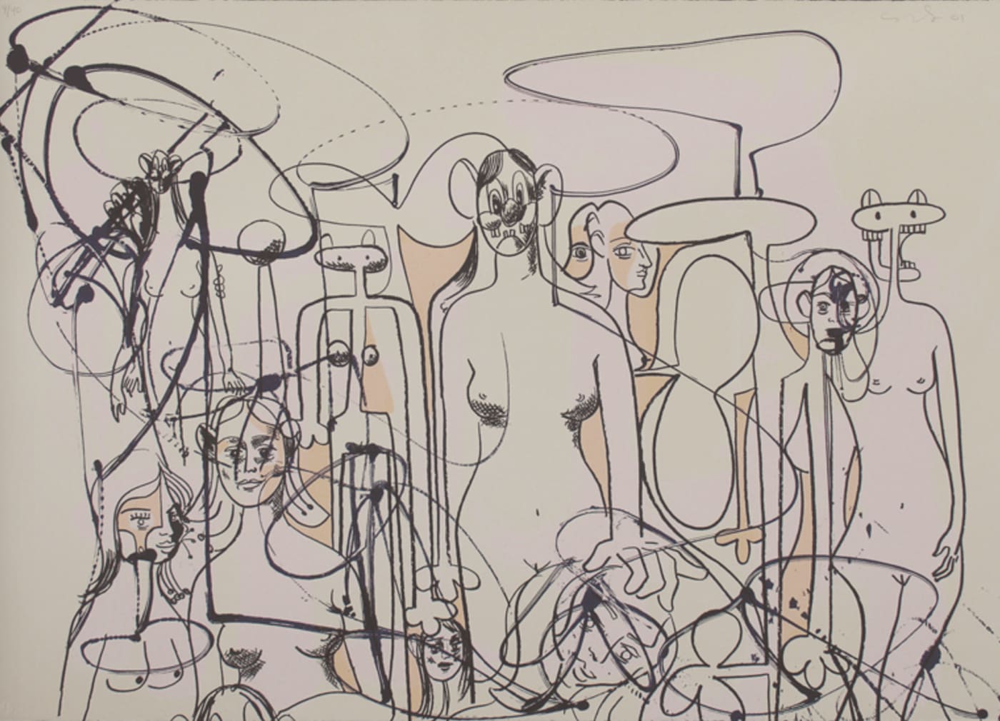 George Condo, Line of Figures, 2001