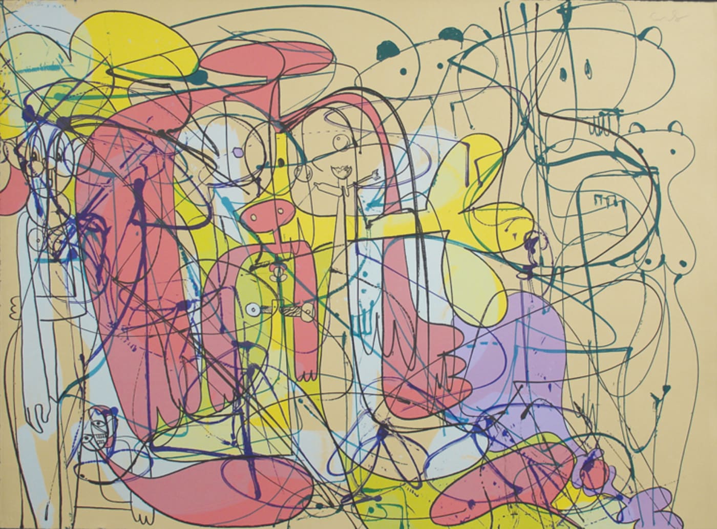 George Condo, Reclining Nude Forms (State II) , 2001