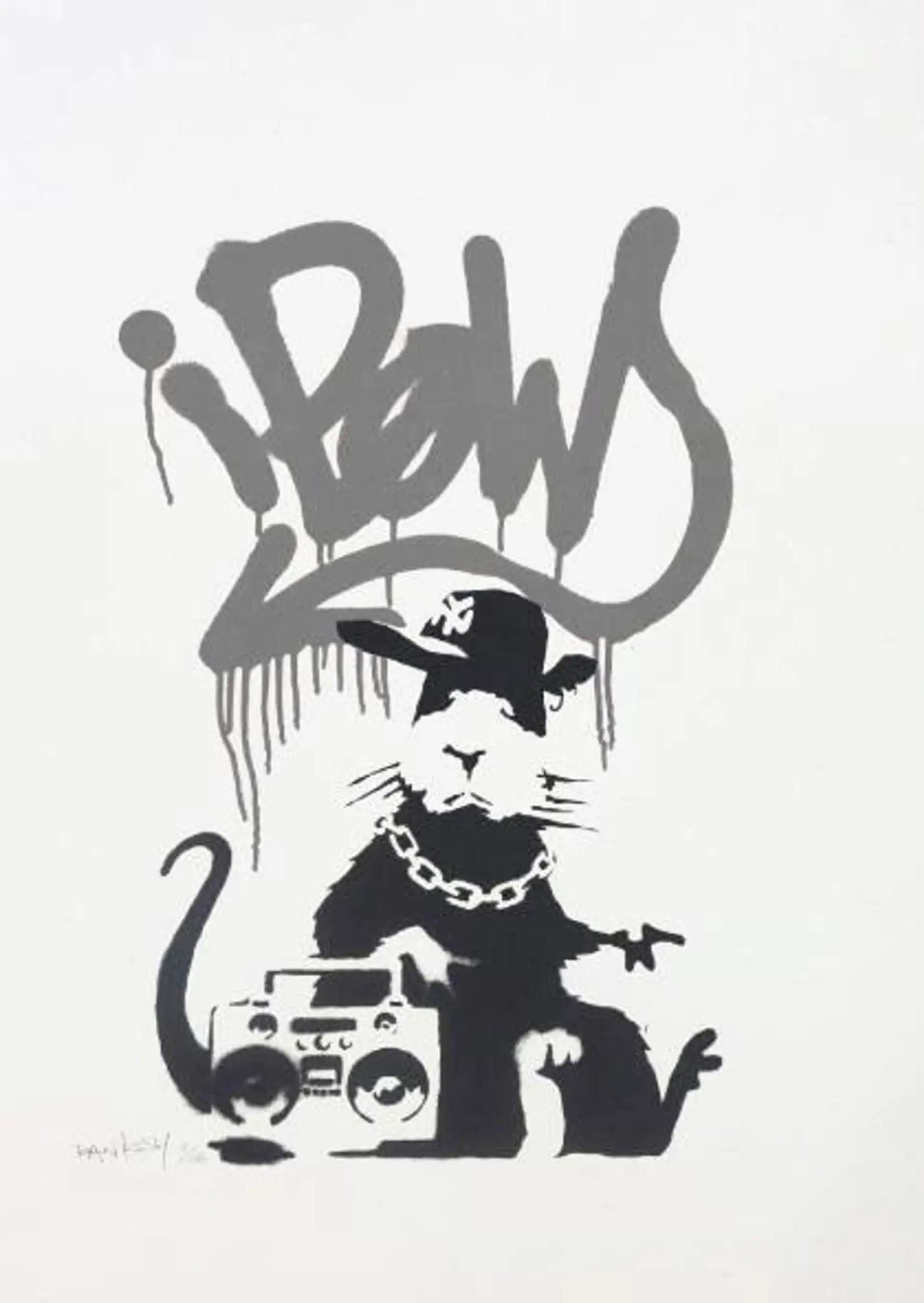 Banksy, Gangsta Rat (Grey) (Signed) , 2004