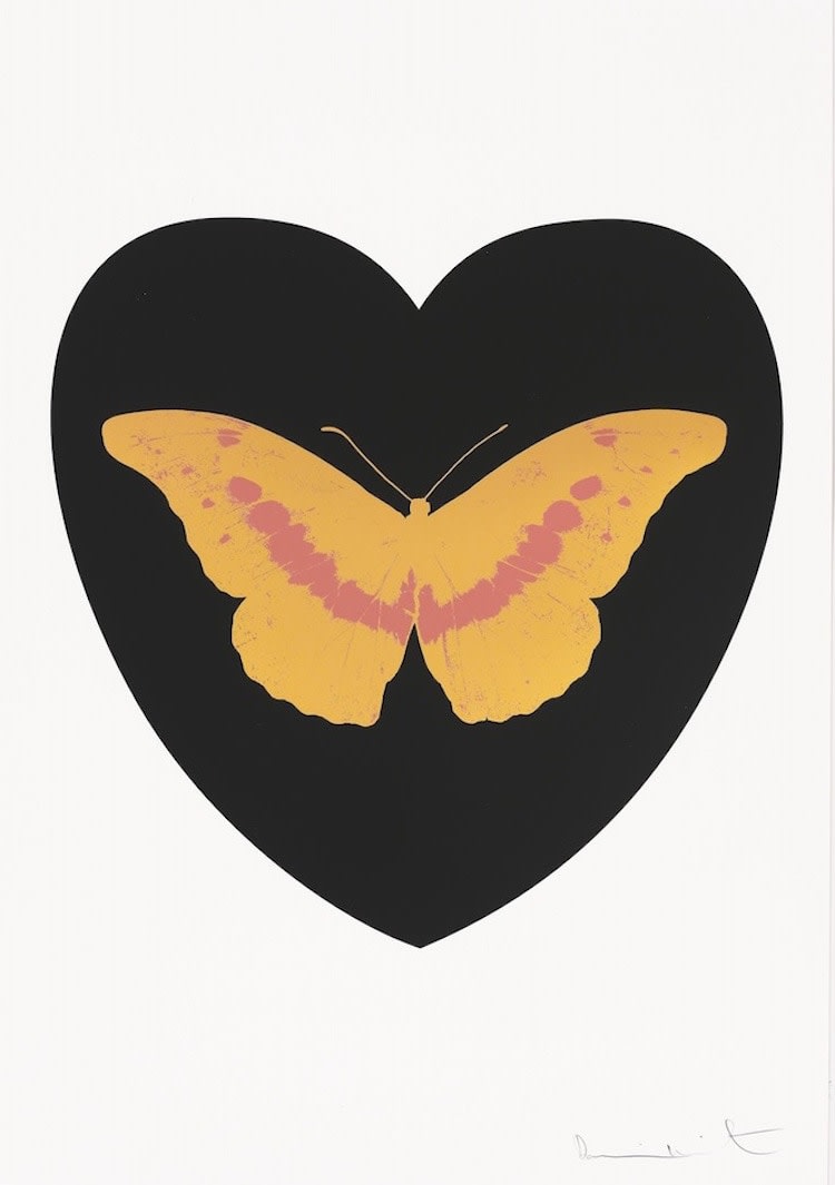 Damien Hirst, I Love You (Black, Cool Gold, Loganberry), 2015