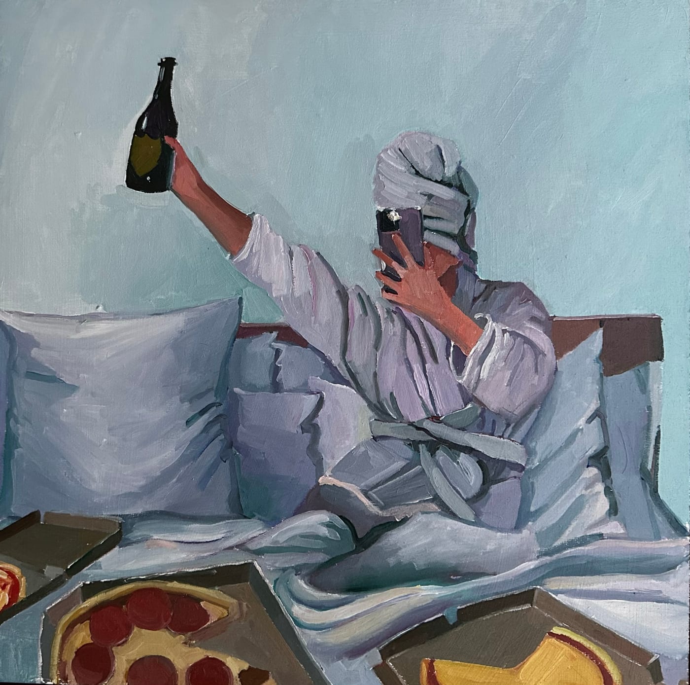 Erika Lee Sears, Champagne In Bed, 2022