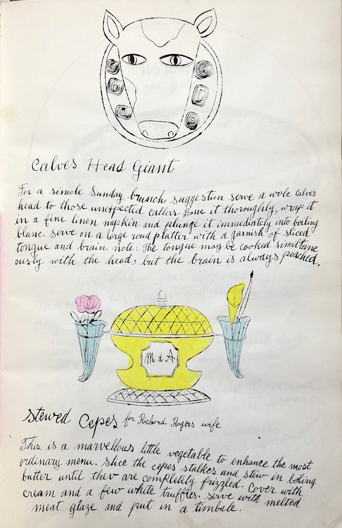 Andy Warhol, Calves Head Giant and Stewed Cepes F.S. IV 129A, From Wild Raspberries, 1959