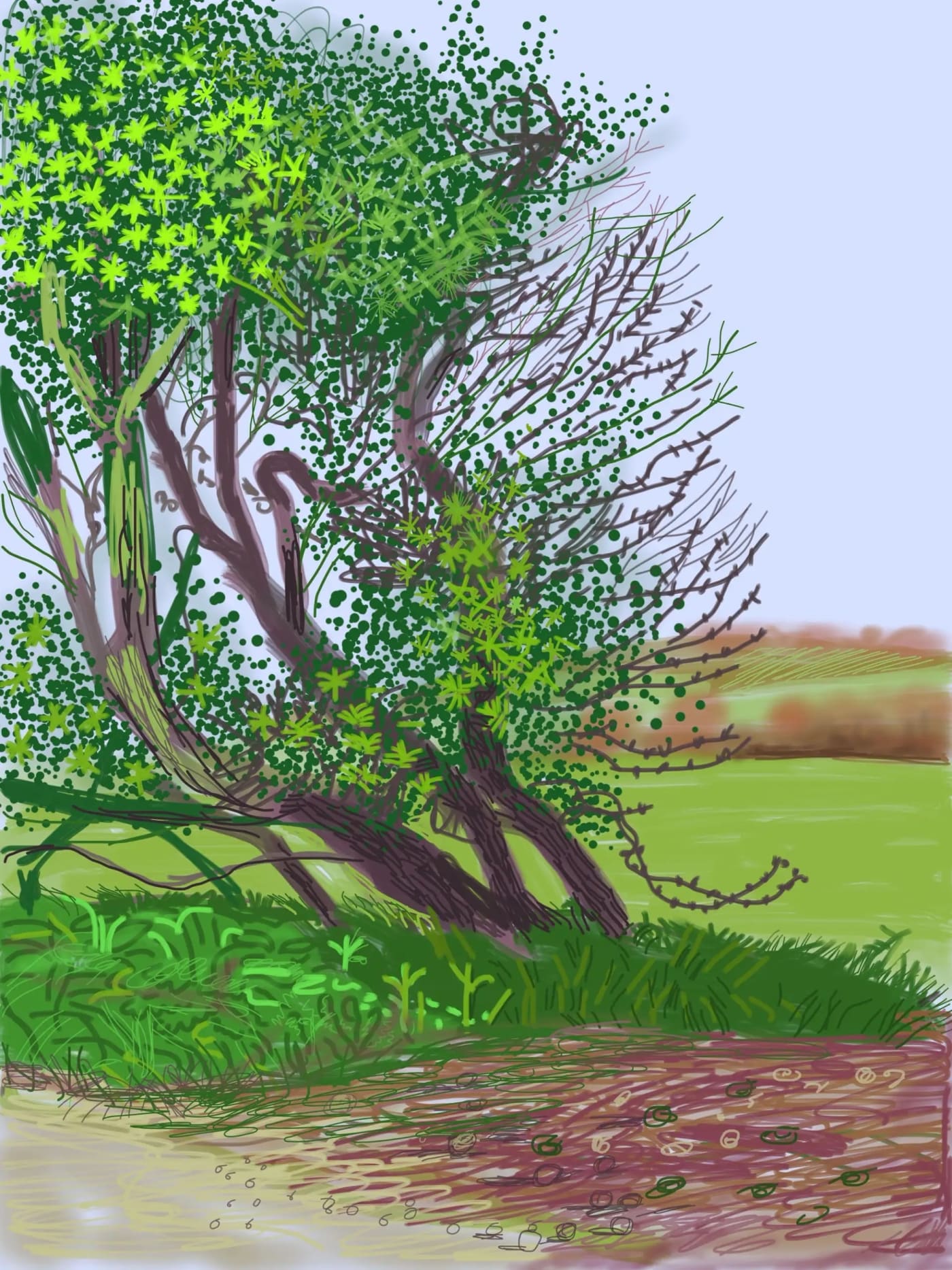 David Hockney, April 12th No. 1, The Arrival of Spring in Woldgate, East Yorkshire, 2011
