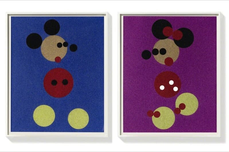Damien Hirst, Mickey and Minnie Glitter - Small, 2016