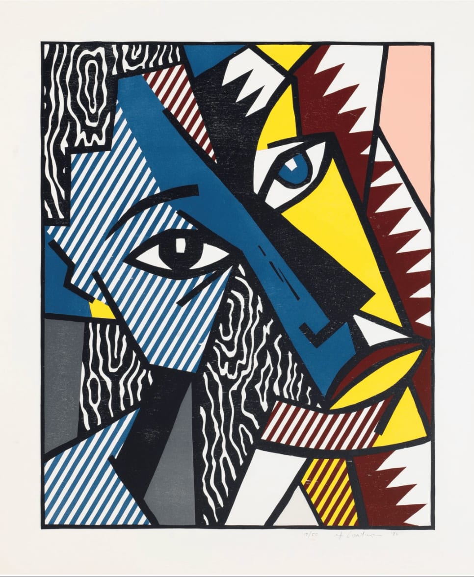 Roy Lichtenstein, Head (C. 177), from Expressionist Woodcut Series , 1980