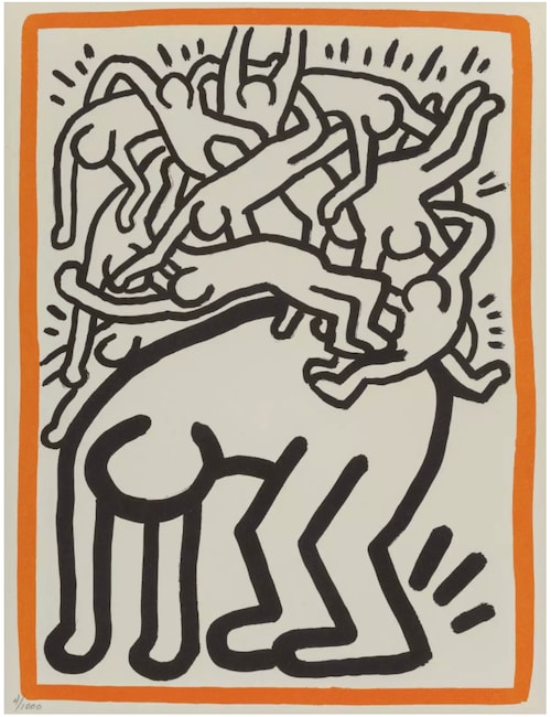 Keith Haring, Untitled (Fight AIDS Worldwide) , 1990