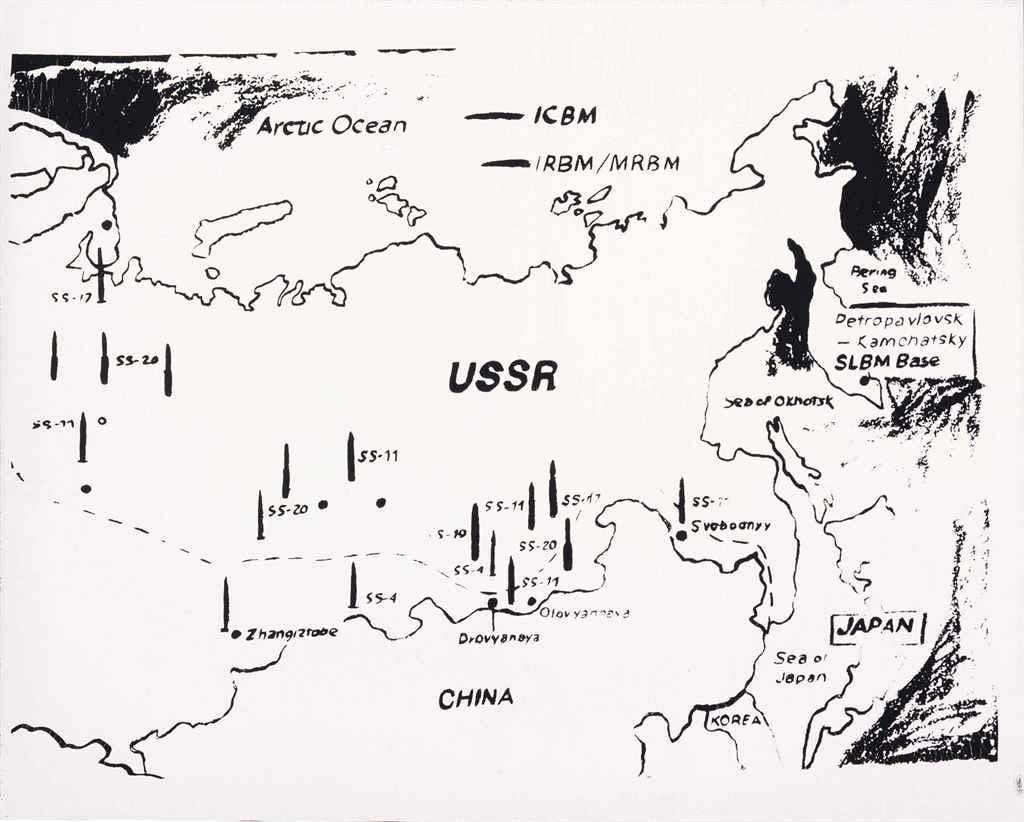 Andy Warhol, Map Of Eastern U.S.S.R. Missile Bases Positive, 1985-86