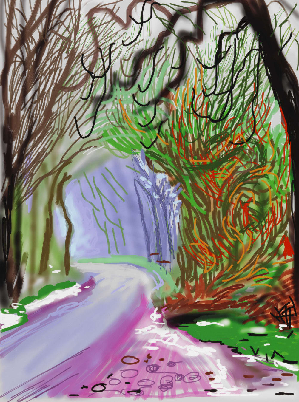 David Hockney, 1st of January, The Arrival of Spring in Woldgate, East Yorkshire , 2011