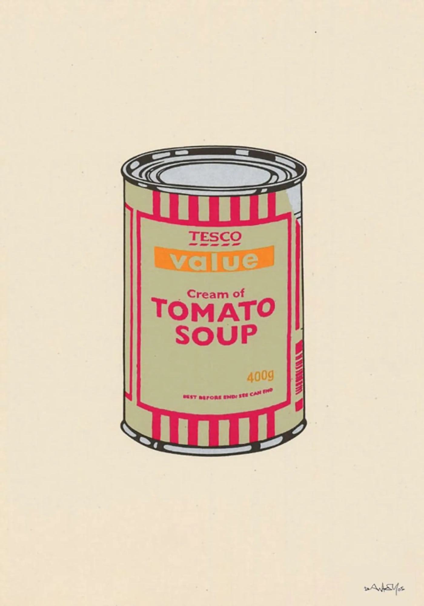 Banksy, Soup Can (Sage, Cherry, Tan) (Signed) , 2005