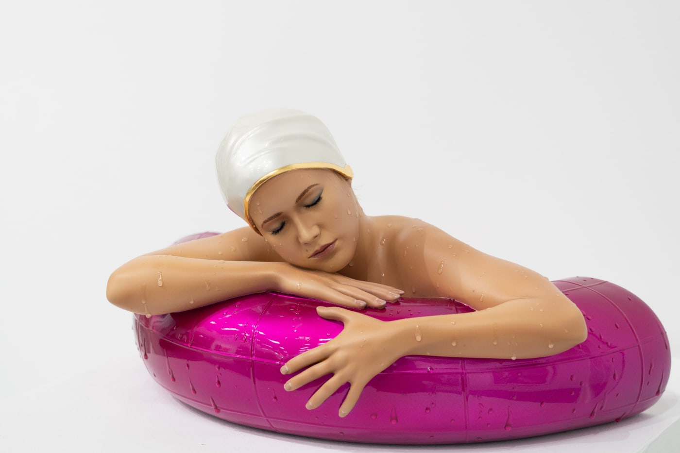Carole A. Feuerman, Miniature Serena w/ Pearled Gold Rim Cap and Candy Pink Tube