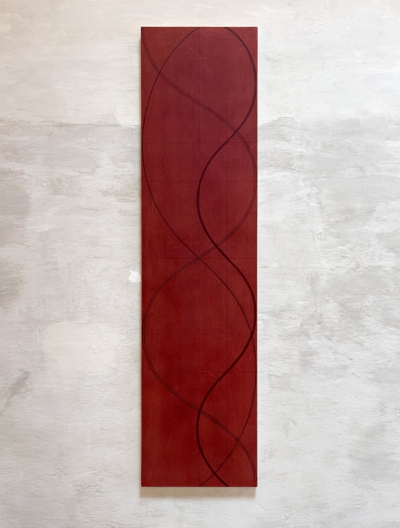 Robert Mangold Column Painting 8A (Dark Red Study), 2003 signed, titled and dated "R. Mangold 2003 Column Painting 8A (Dark Red Study)" on the reverse acrylic and pencil on canvas 228.6 x 57.5 cm 90 x 22 5/8 in.