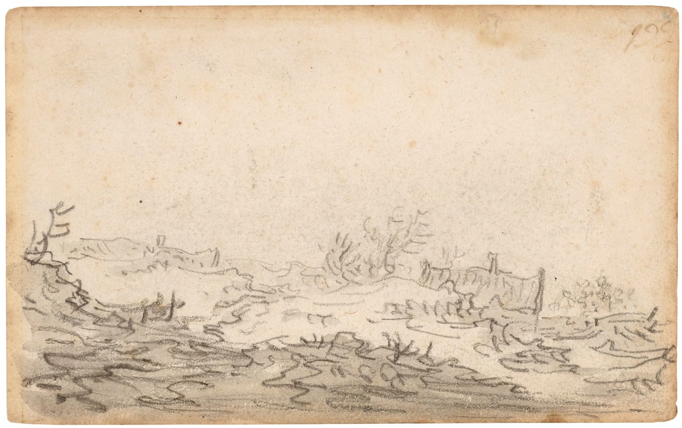 Jan van Goyen (1596 – 1656), Farmroofs over the dunes, 1651
