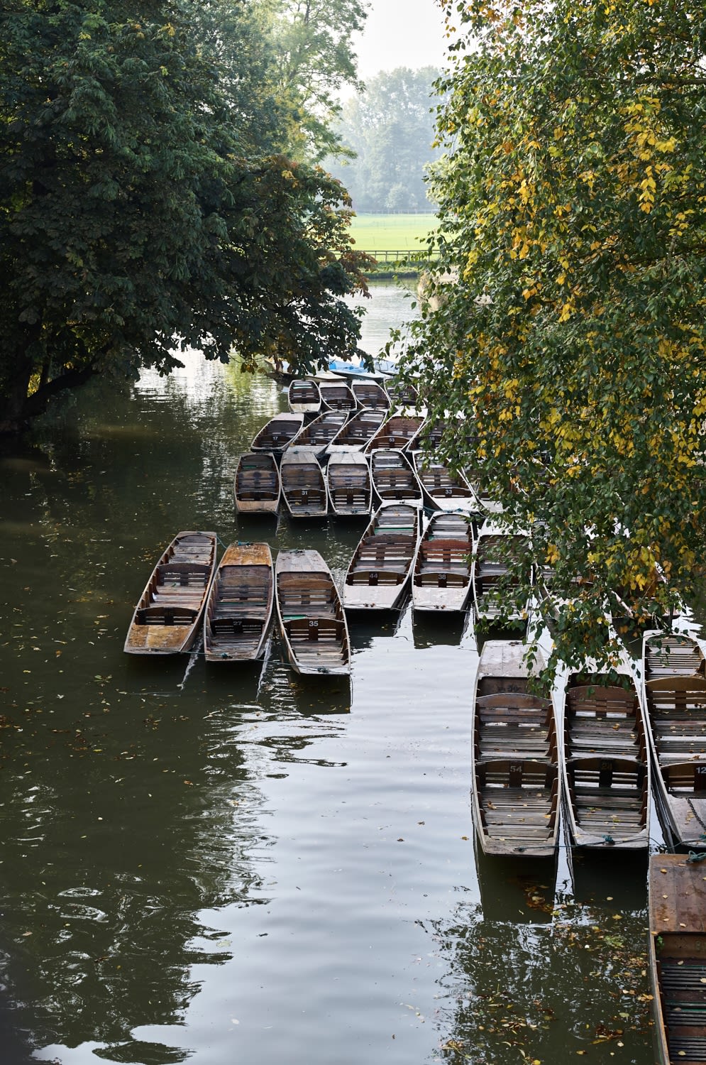 Punts on the river Cherwell from Magdalen Bridge, Oxford