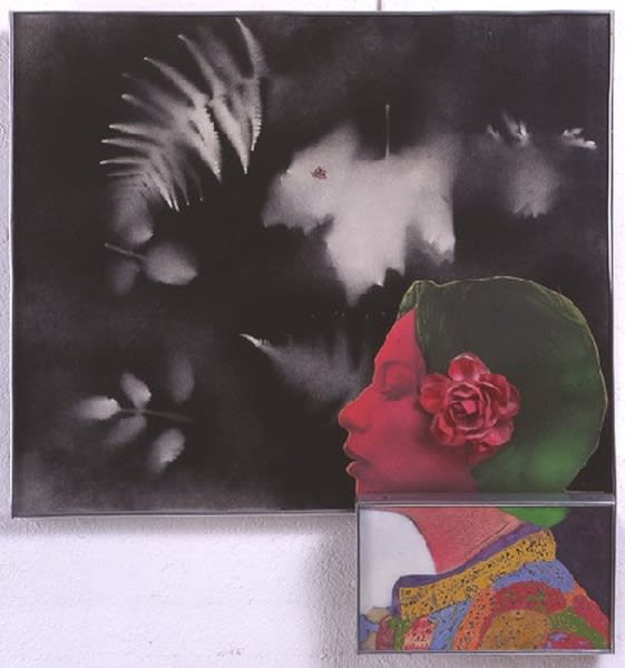 Martial Raysse Renée-Claire aérographe, collage et huile sur toile 68 x 65 cm