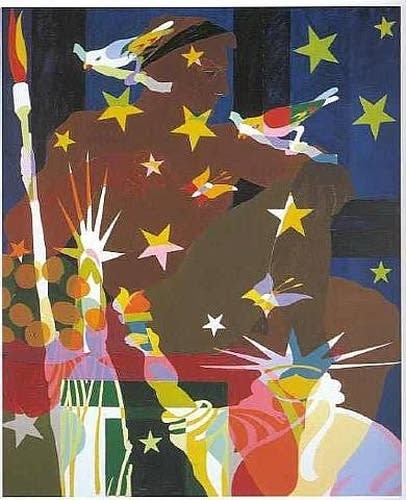Alain Jacquet Camouflage Michel-Ange. Chapelle Sixtine huile sur toile 200 x 165 cm