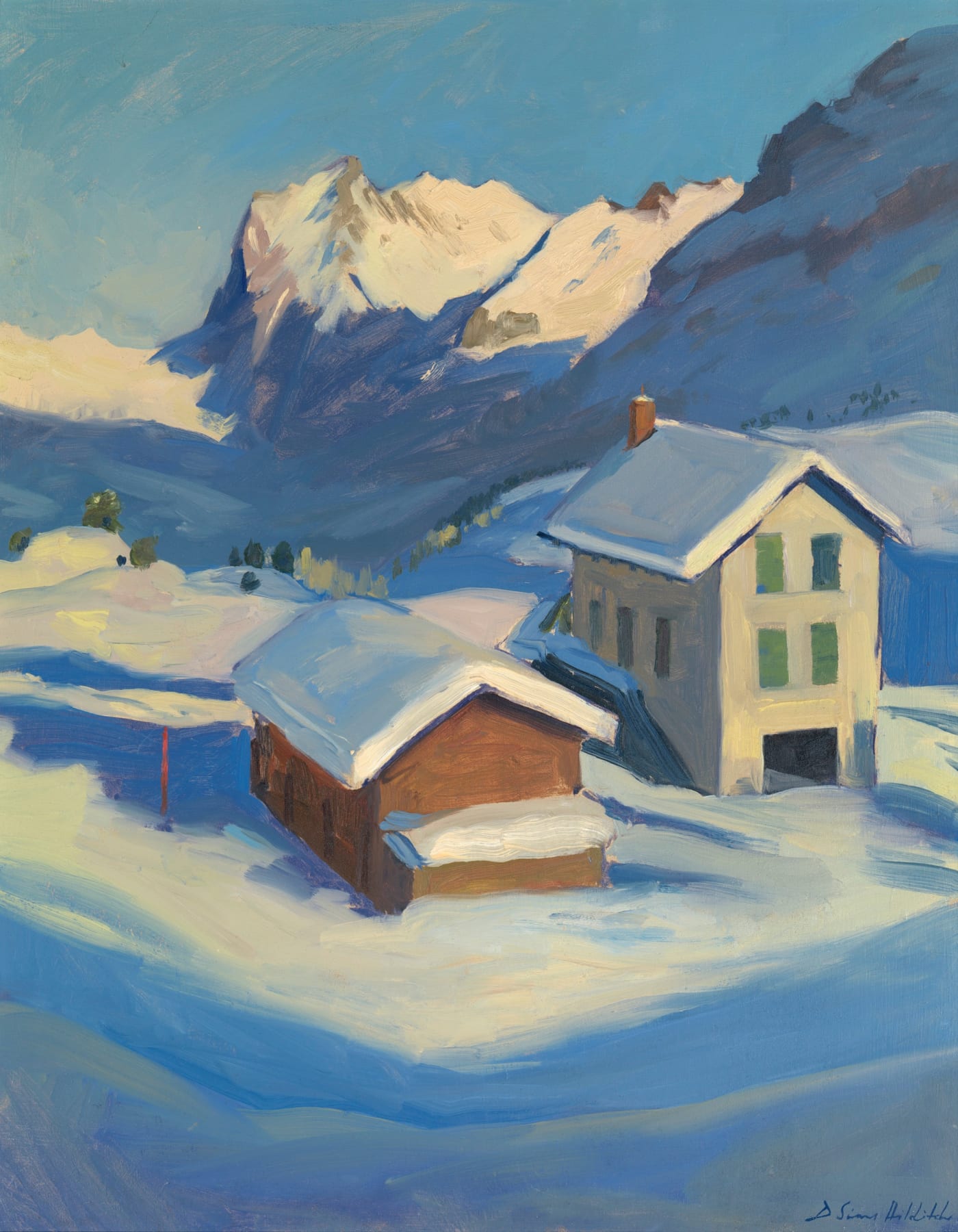 Daisy Sims Hilditch, 35. Green shutters at Kleine Scheidegg, distant Wetterhorn, 2023