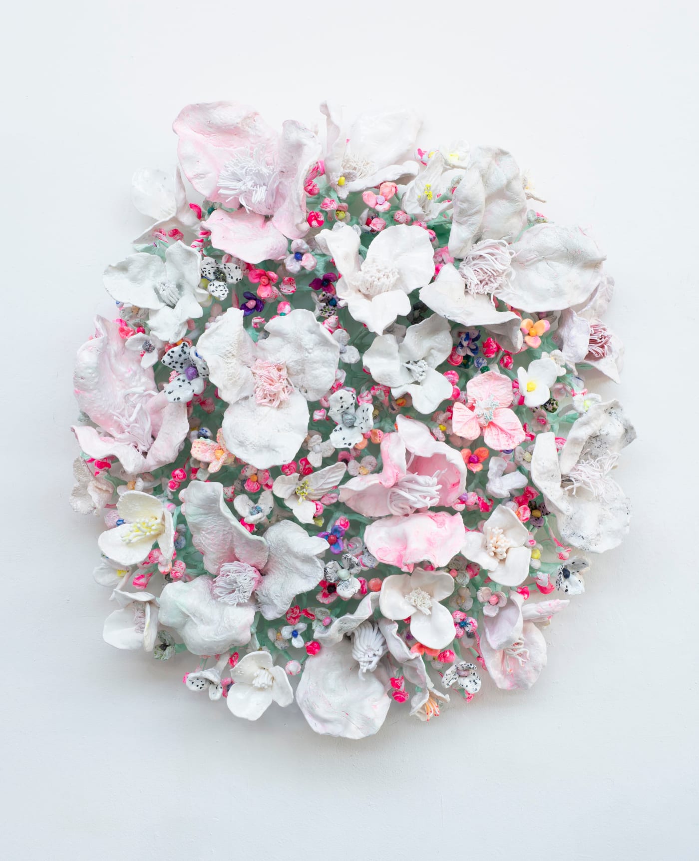 Stefan Gross, 'Flower Bonanza' oval white on mint