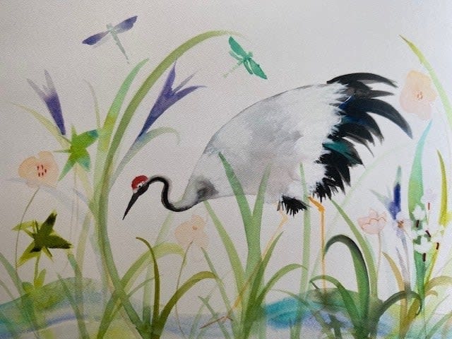 Annabel Fairfax, HERON & MIXED FLOWERS
